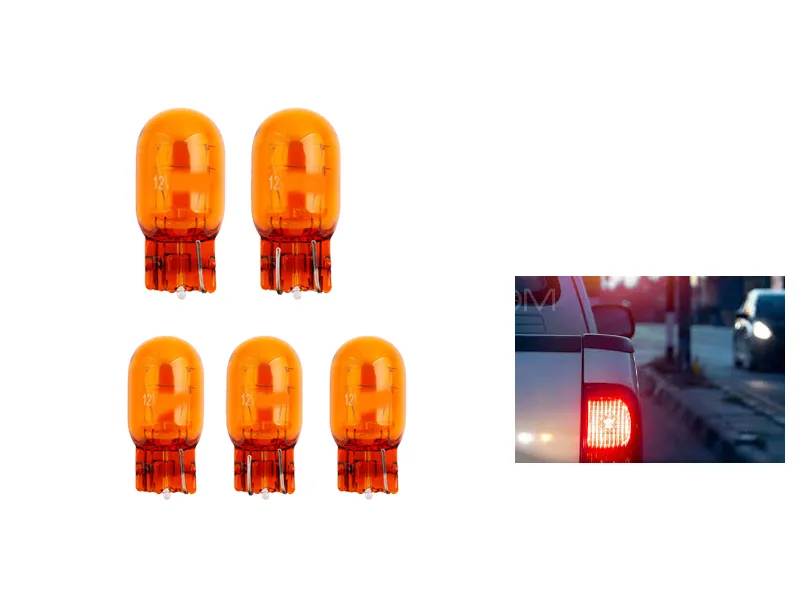 T20 Double Point Parking Brake Indicator Chiyoda Bulb Amber 5pcs Image-1