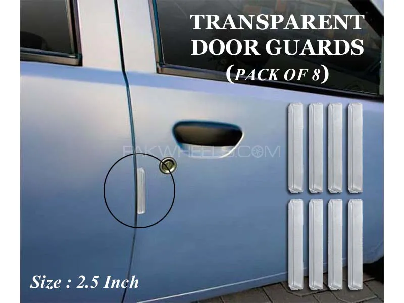 Universal Car Door Guards - Transparent - 2.5 Inch - Pack Of 8 Image-1