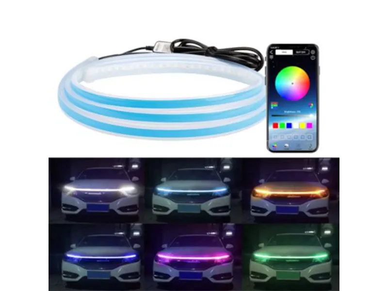 Car LED Multi Color Hood Waterproof Flexible Light - App Control Image-1