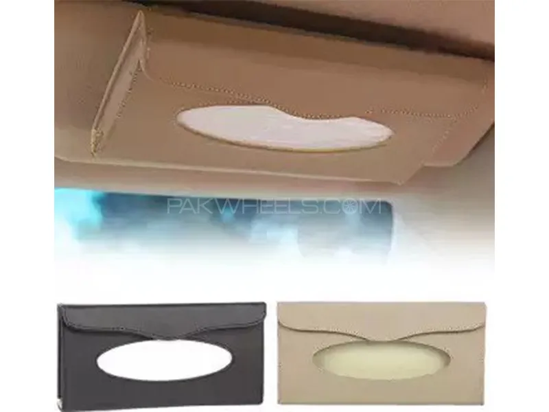 Universal Sun Visor Tissue Box Holder With Tissue Black | Tissue Box Image-1