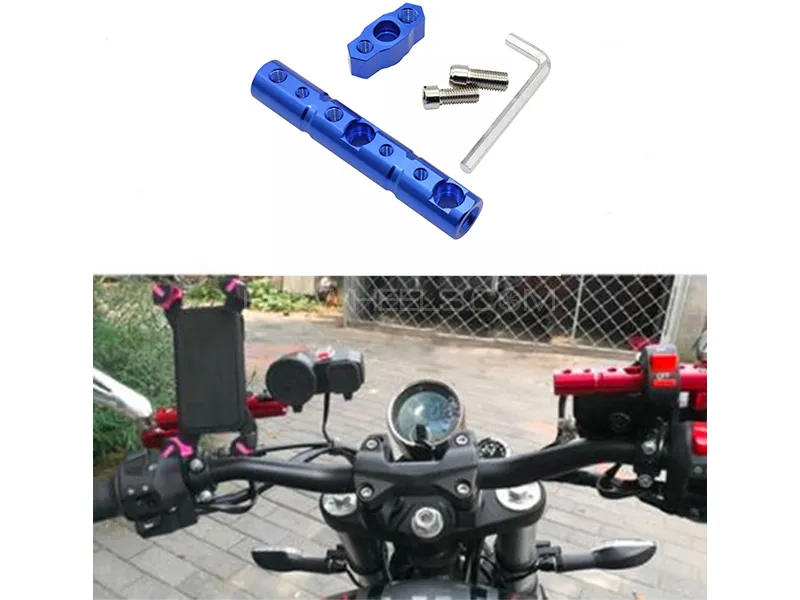 Motorcycle Multi Function Extension Rod Bracket Blue Image-1