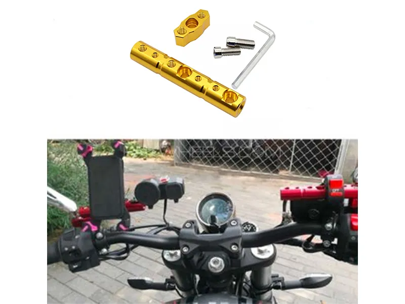 Motorcycle Multi Function Extension Rod Bracket Yellow Image-1