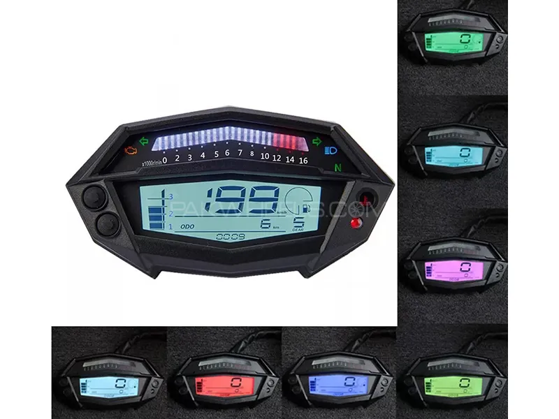 Digital Speedometer 7 Colors Adjustable Lights Universal For All Bikes Image-1