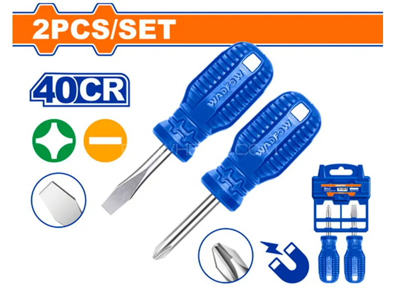 Wadfow 2 Pcs Screwdriver Set WSS2202 Round Shank Image-1