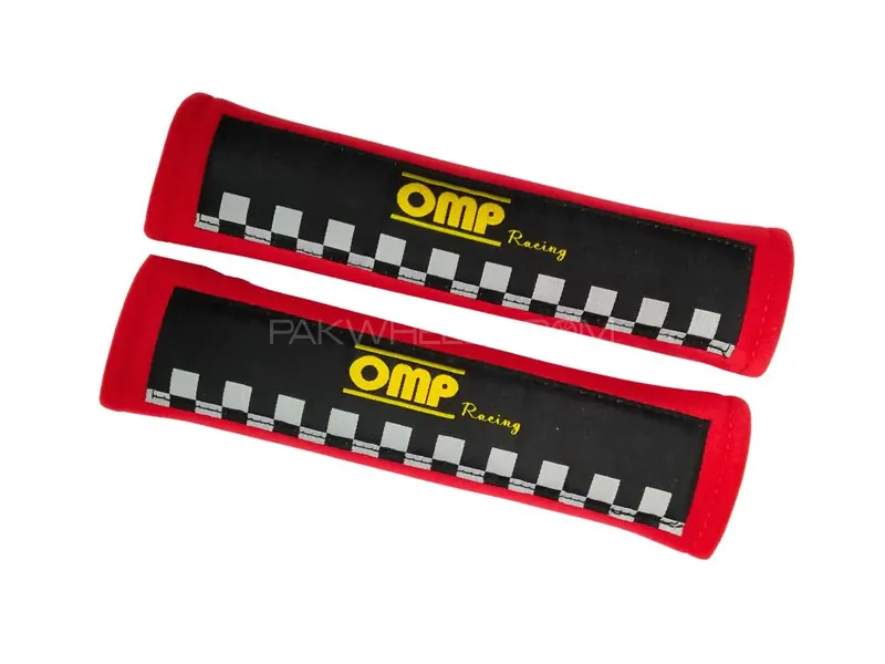 OMP Seat Belt Shoulder Pad Harness Shoulder Pads Red Image-1