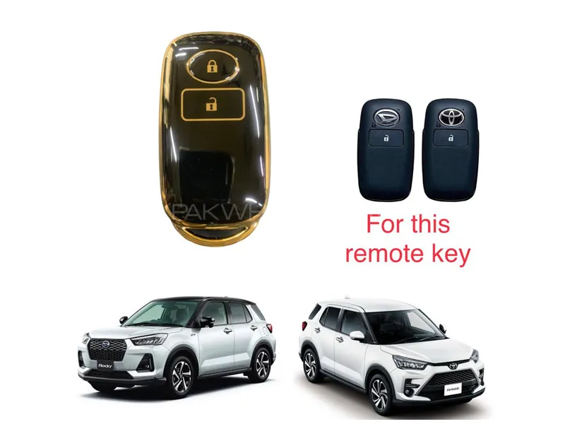 Toyota Raize 2019-2023 TPU Key Cover Black and Gold Image-1