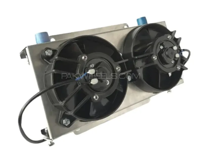Universal Oil Cooler 19 Row AN8 Internal Thread with Dual Panasonic 6 Inch Cooling Fans Image-1
