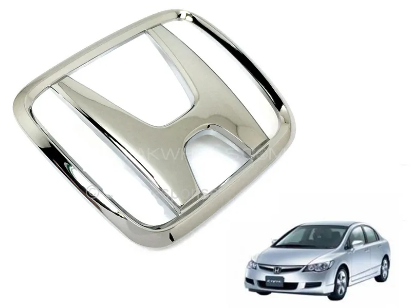 Honda Civic 2006-2012 Front Grill Logo | Fiber Plastic  | Silver Image-1
