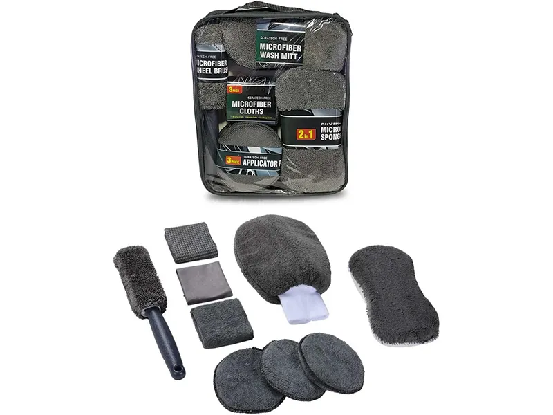 9 Piece Micro Fiber Car Cleaning Kit | Car Wash Kit | Grey  Image-1