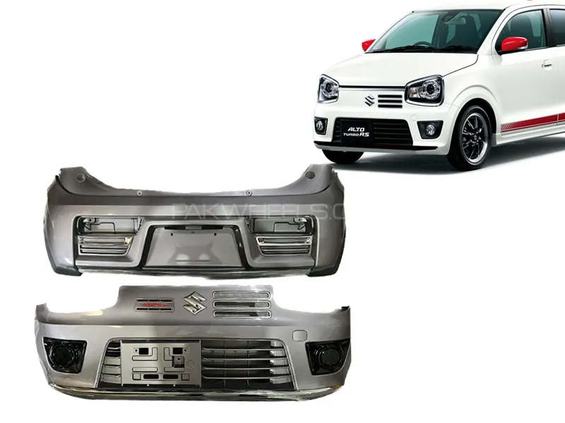 Suzuki Alto Grey RS Conversion Bumpers Painted Works Front Back ABS Plastic Bumper Pair  Image-1
