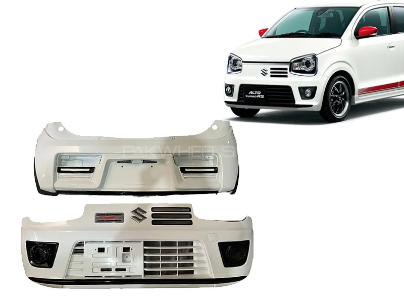 Suzuki Alto White RS Conversion Bumpers Painted Works Front Back ABS Plastic Bumper Pair  Image-1