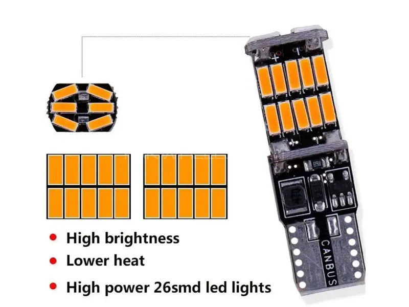 T10 W5W 26 SMD Parking Lights Color Amber Orange Error Free Canbus 1 Pair Image-1