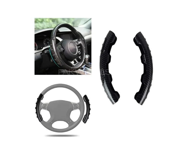 Universal Fit Carbon fiber Luxury Black Steering Cover Image-1