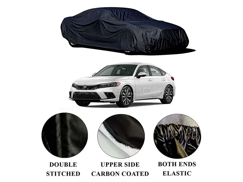 Honda Civic 2022-2023  Polymer Carbon Coated Car Top Cover | Double Stitched | Water Proof Image-1