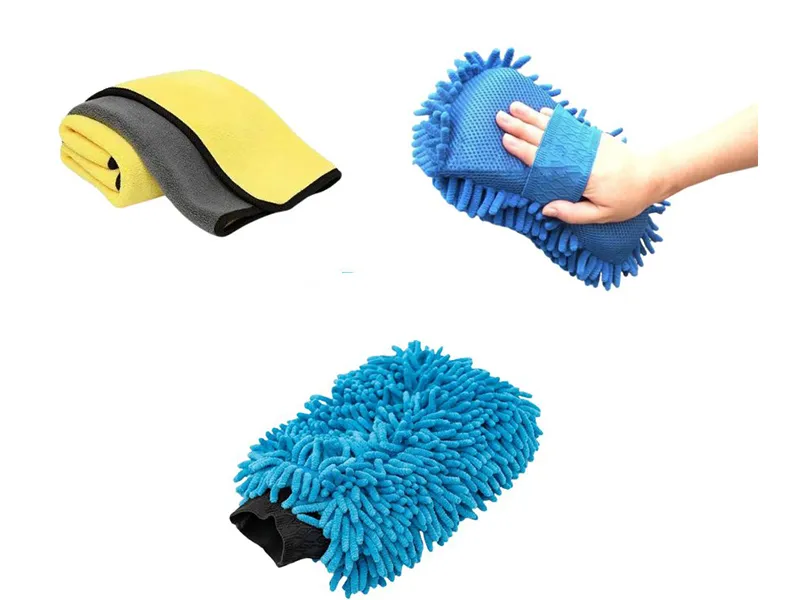 Micro Fiber Cloth | Micro Fiber Glove | Micro Fiber Sponge | Pack Of 3 | Multi Color Image-1