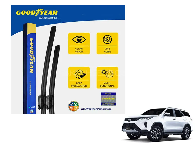 Goodyear Car Flat Wiper Blades For Toyota Fortuner 2021-2023 Silicone Blades Steak Free Anti Scratch Image-1