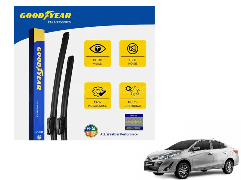 Goodyear Car Flat Wiper Blades For Toyota Yaris 2020 - 2023 Silicone Blades Steak Free Anti Scratch Image-1