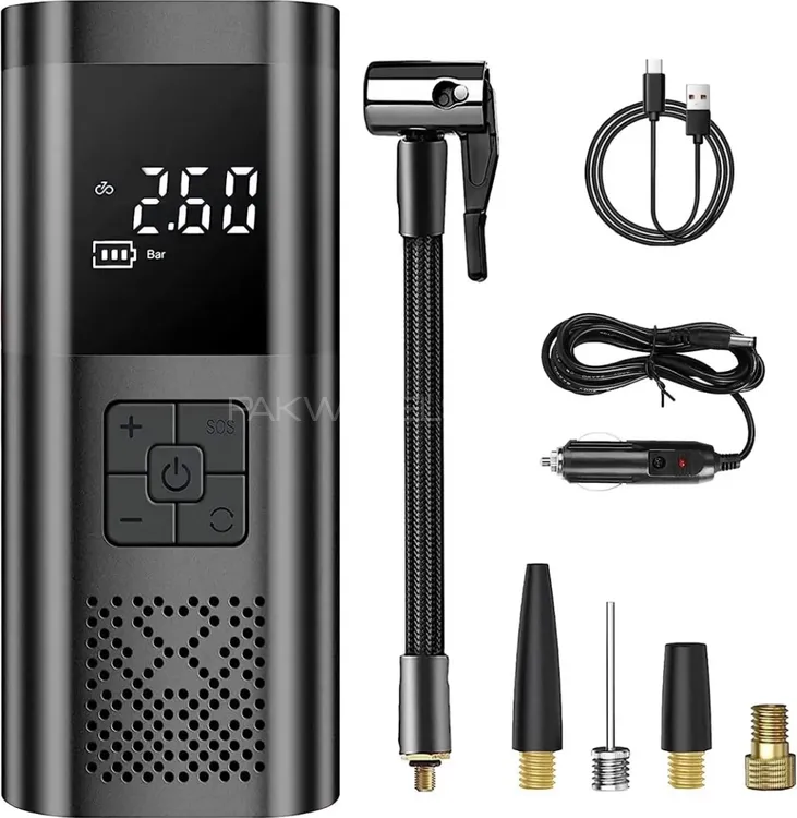 Mini Wireless Electric Portable Car Air Pump | Automatic Air Compressor | Tire Inflator 112v DC power Supply c Image-1