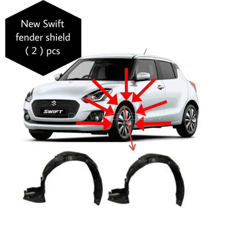 New Swift Fender shield ( 2 ) pieces Right and Left both side ( save your car From Rust )  Black col Image-1
