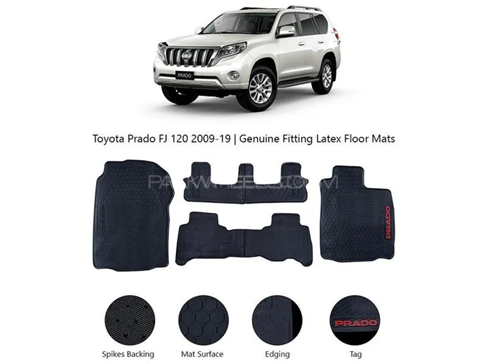 Toyota Prado 2010-2022 Latex Rubber Floor Mats Genuine Fitting - 4pcs Set Image-1