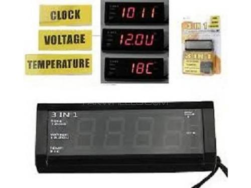 Universal 3-in-1 Car Digital Clock With Voltmeter & Thermometer Universal 3-in-1 Car Digital Clock With Voltmeter & Thermometer
