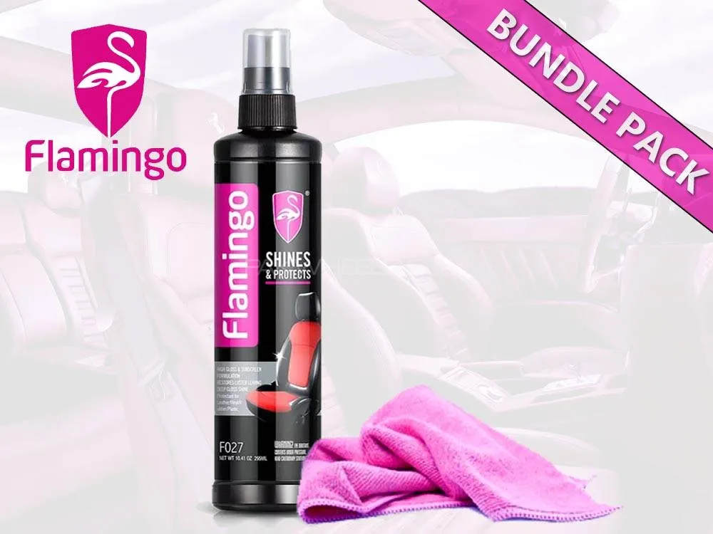 Flamingo Shine And Protect With Microfiber Cloth | Bundle Pack | 295ml | Interior Cleaner Image-1