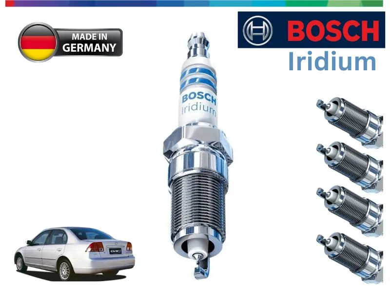 Honda Civic 2001-2006 Iridium Spark Plugs 4 Pcs- BOSCH - Made in Germany Image-1