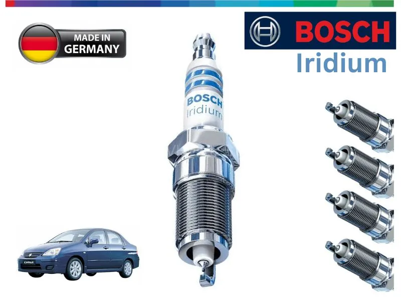 Suzuki Liana 2006-2014 Iridium Spark Plugs 4 Pcs- BOSCH - Made in Germany