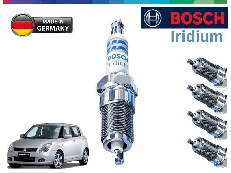 Suzuki Swift 2004-2017 Iridium Spark Plugs 4 Pcs- BOSCH - Made in Germany
