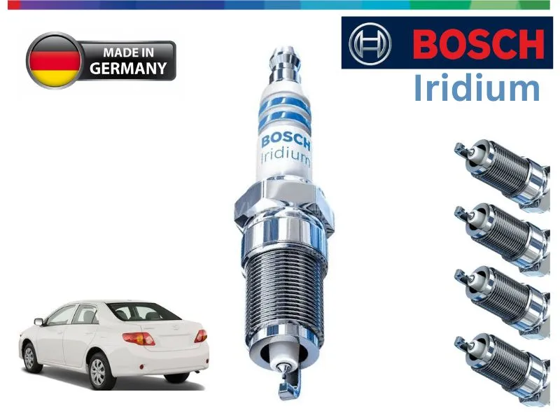 Toyota Corolla XLI & GLI 2008-2014 Iridium Spark Plugs 4 Pcs- BOSCH - Made in Germany