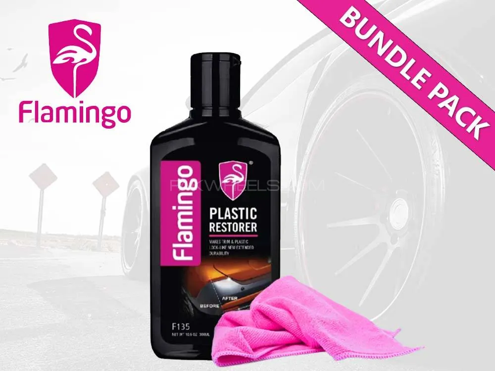 Flamingo Plastic Restorer With Microfiber Cloth | Bundle Pack | 300ml | Plastic Cleaner
