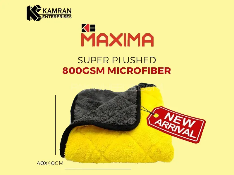Maxima Super Plushed 800 GSM Microfiber Diamond 40X40 CM Yellow & Grey Top Quality Image-1