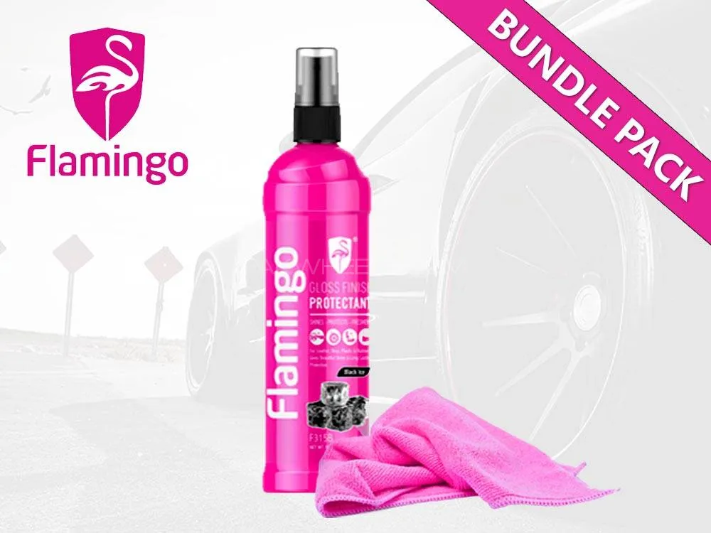 Flamingo Gloss Finish Protectant With Microfiber Cloth | Bundle Pack | 315ml | Black Ice