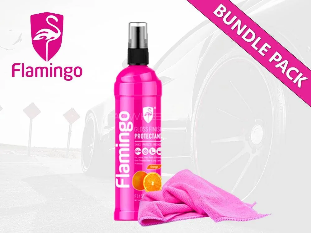 Flamingo Gloss Finish Protectant With Microfiber Cloth | Bundle Pack | 315ml | Orange Image-1