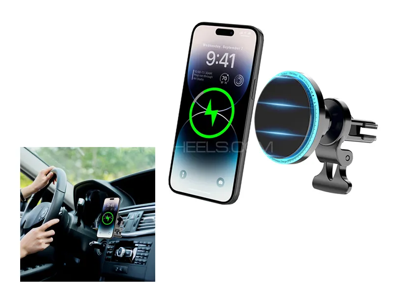 15W Fast Wireless Car Charger Air Vent Magnetic Phone Holder 