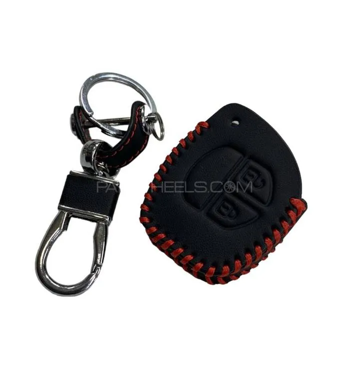 Suzuki Wagon-R Leather Key Cover With Keychain Image-1