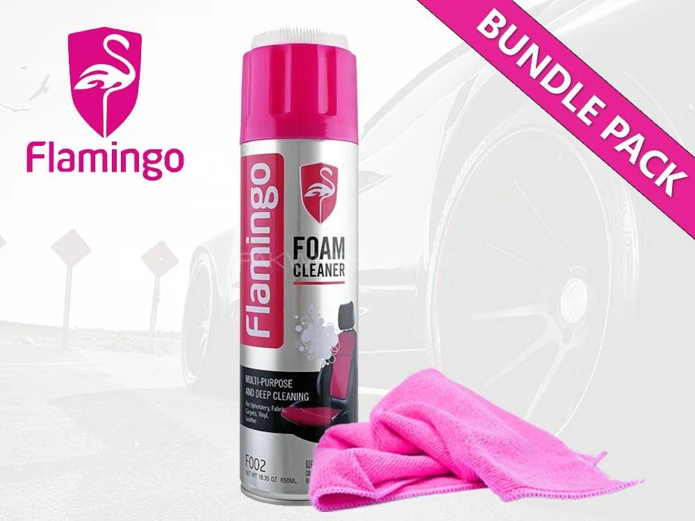 Flamingo Foam Cleaner With Microfiber Cloth | Bundle Pack | 650ml | Multipurpose Cleaner | Seats Image-1
