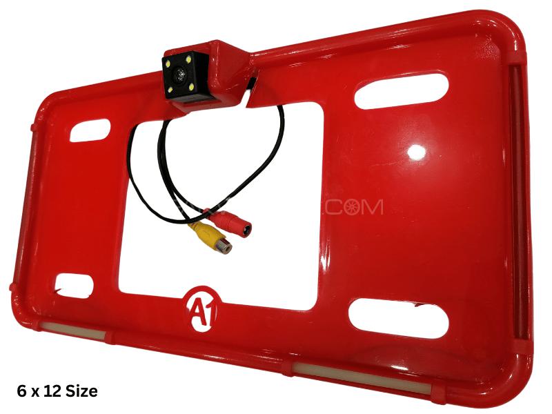 RED License Plate Frame with LED Lights and Camera Fitting Option - 1 Pc RED License Plate Frame with LED Lights and Camera Fitting Option - 1 Pc Image-2