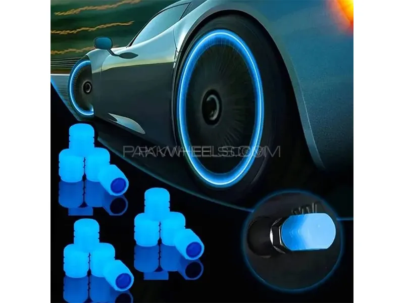 Universal Fluorescent Tire Valve Cap | Blue Image-1