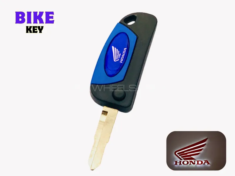 Honda Motorcycle Modified Flip Blank Key Blue - 1PC Image-1