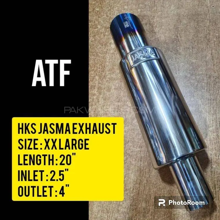  HKS Jasma Exhaust Xxl Size For All Cars And Bikes - Steen Less Steel Color: Silver And Blue Image-1