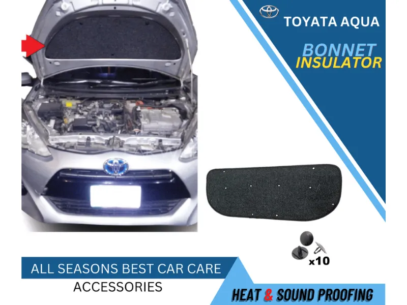 Bonnet Insulator for Toyota Aqua for Heat & Sound Proofing with Clips Image-1
