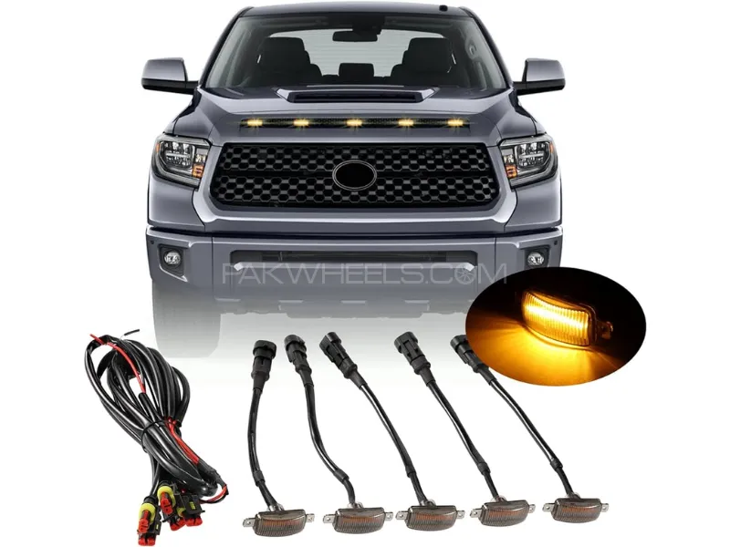 Universal Car Grill Light LED Yellow Light, Front Grill LED Lamp 4 Lights