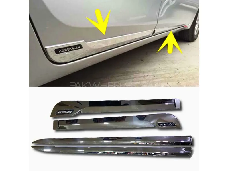 Toyota Corolla Door Protector Chrome Mouldings | Side Door Moulding Chrome Image-1