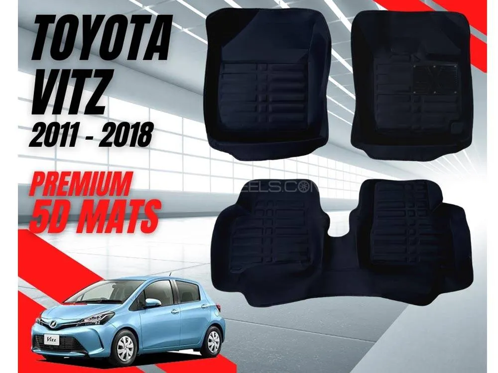 Toyota Vitz 2011 - 2018 5D Floor Mats | Premium Quality | Black| Dual Layer | Non Slip Image-1