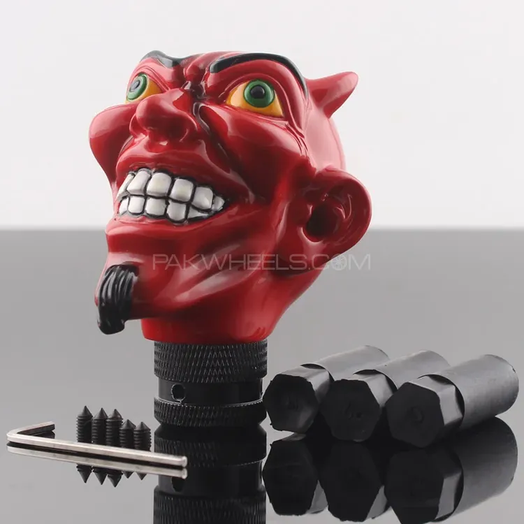 Universal Red Horn Evil Devil Head Skull Shift Gear Knob Car Shifter Lever Most Manual Automotive Ve Image-1