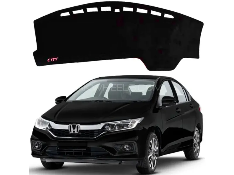 Honda City Dashboard Mat Cover Silky Soft Valvet Stuff Imported Quality China - Valvet Black Image-1