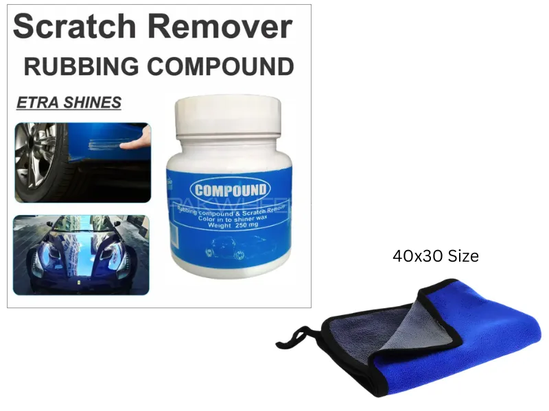 Car Rubbing Compound with Double Sided Microfiber Cloth for Smooth Application - 1Set