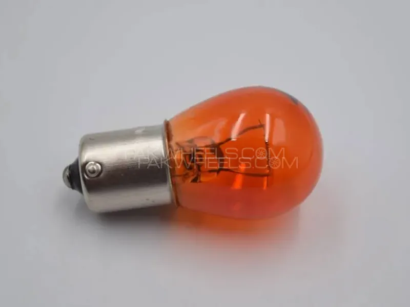 2Pc Amber Reverse Back indicator Bulb 12V Single Point 1141 S25 Image-1