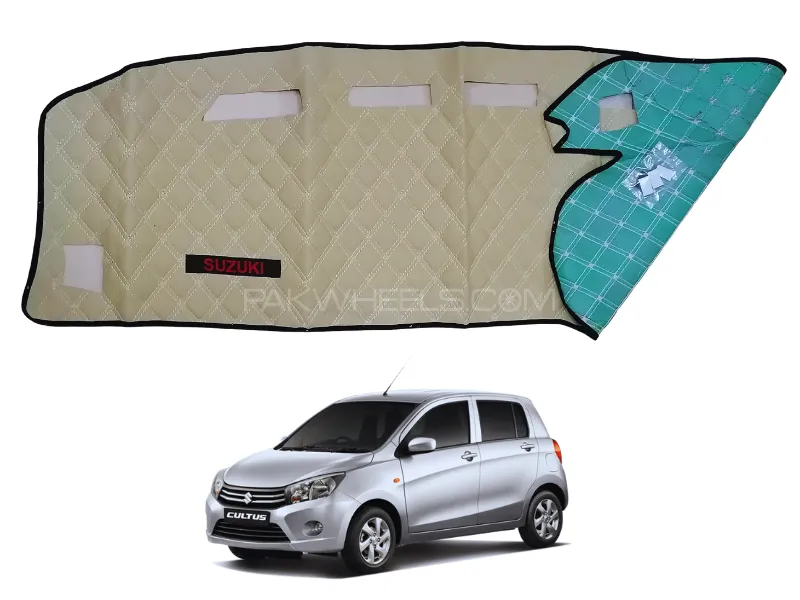 Suzuki Cultus New Model 7D Vinyle Dashboard Mat in Beige Color Luxury Style | Cross Stiched | Beige Image-1